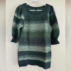 H&M green ombré puff sleeve sweater